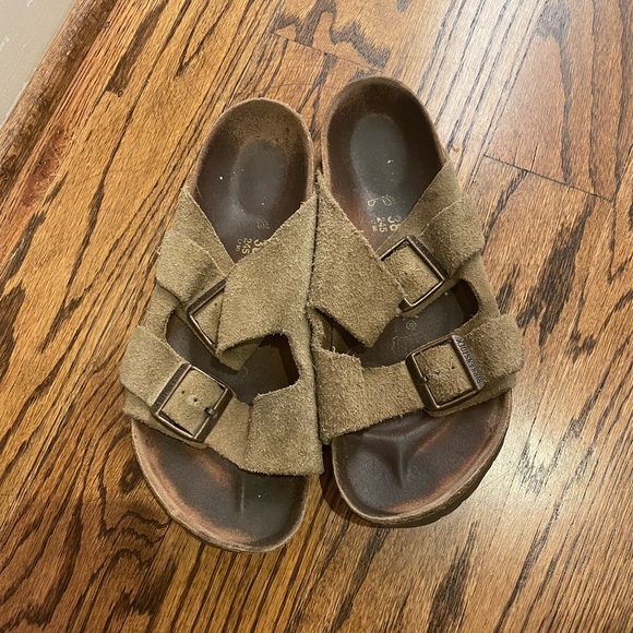 Birkenstock Brown Khaki Suede Slip-On Sandals - Picture 5 of 6